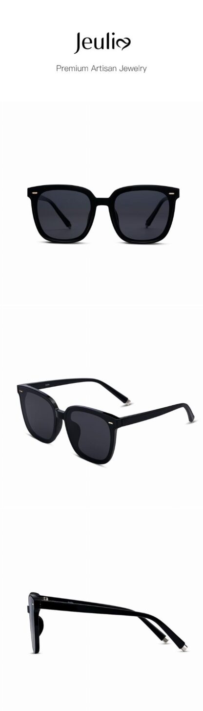 Jeulia "Spotlight" Square Black Polarized Unisex Sunglasses