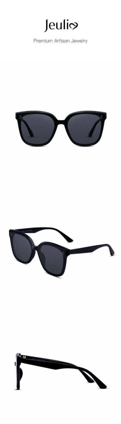 Jeulia "Statement" Square Black Polarized Unisex Sunglasses