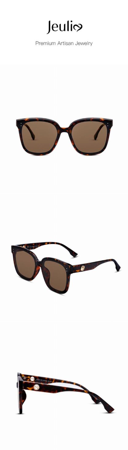 Jeulia "Companion" Square Tortoise/Brown Polarized Unisex Sunglasses