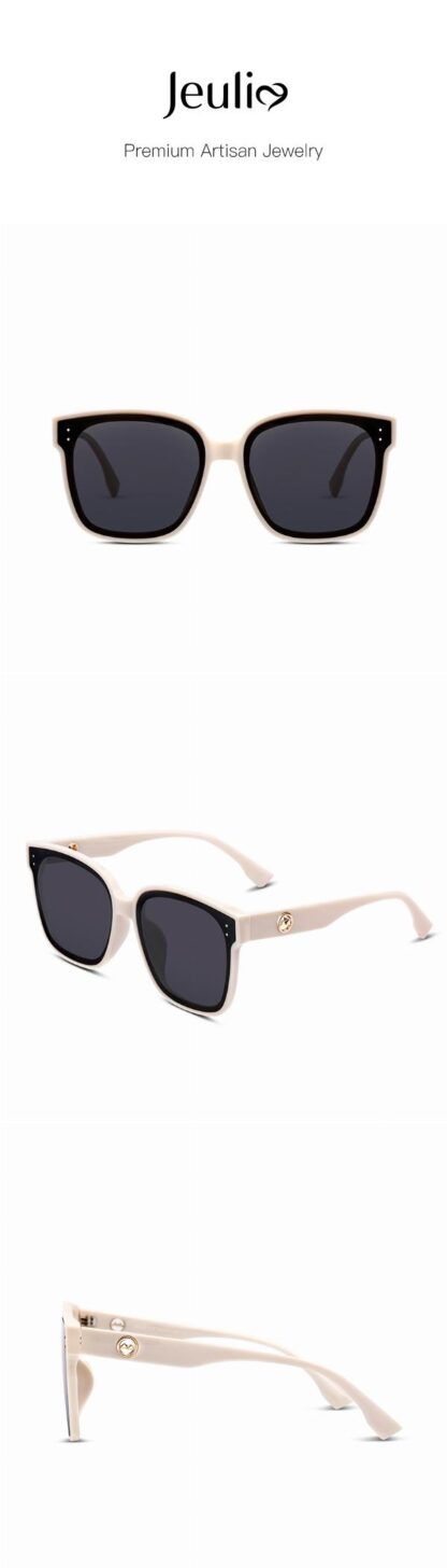 Jeulia "Companion" Square Beige/Grey Polarized Unisex Sunglasses