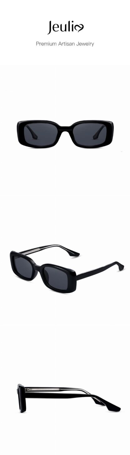 Jeulia "Instinct" Rectangle Black Polarized Unisex Sunglasses