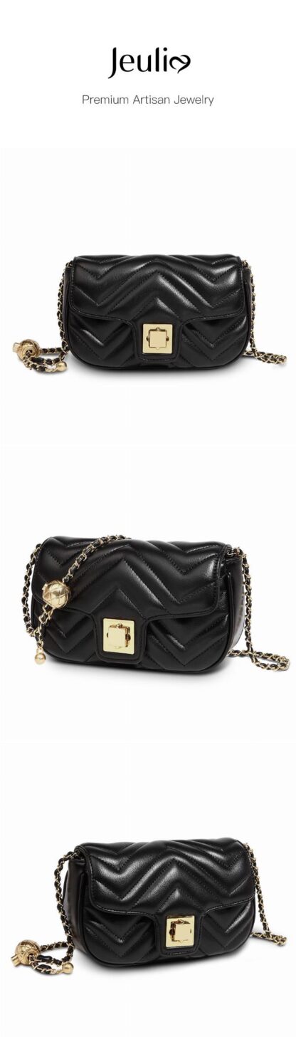 Jeulia Classic Quilted Crossbody Bag With Chain