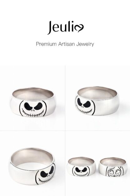 Jeulia Cute Skull Design Sterling Silver Men's Band