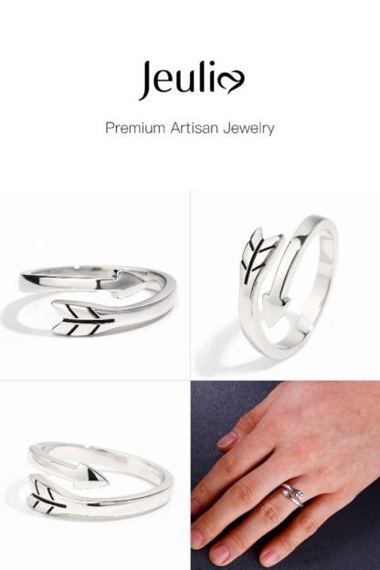 Jeulia "Cupid's Arrow" Sterling Silver Men's Ring