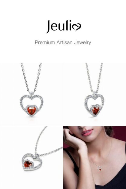 Jeulia "Brilliance Love" Heart Cut Sterling Silver Necklace