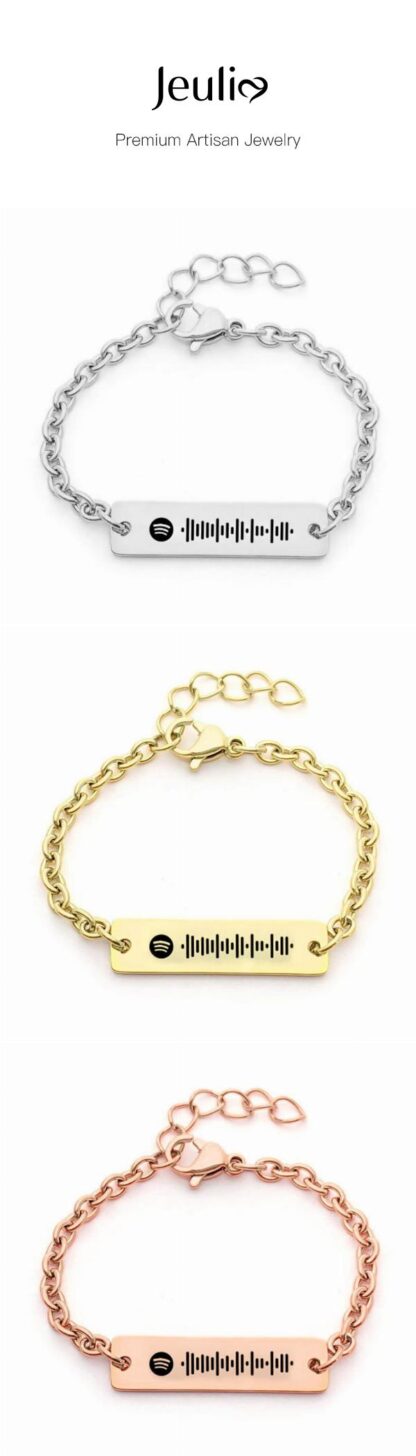 Jeulia Initial Scannable Spotify Code Stainless Steel Bracelet