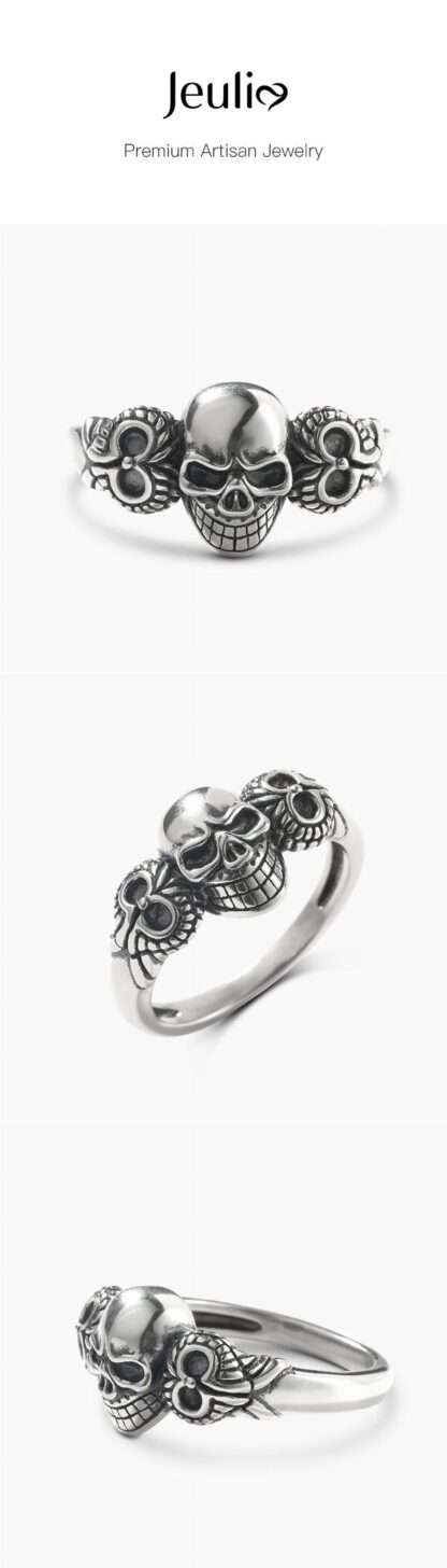 Jeulia "Skull on Wings" Sterling Silver Ring