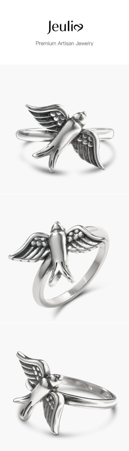 Jeulia "Flying Swallow" Bird Sterling Silver Ring