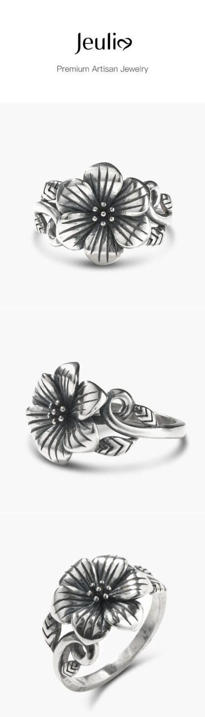 Jeulia "Exotic Flower" Sterling Silver Ring