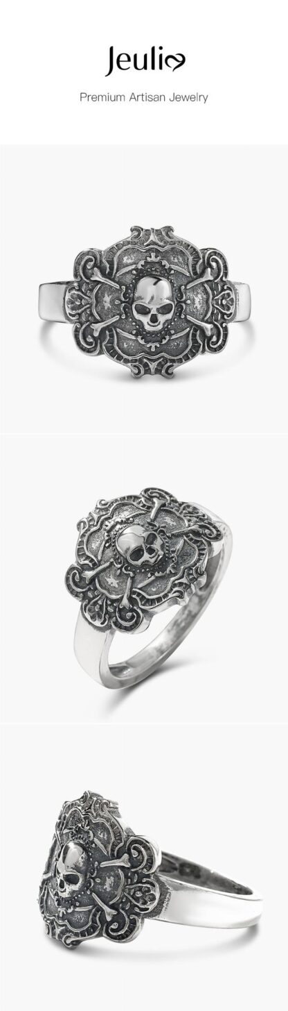 Jeulia "Gothic Style" Skull Design Sterling Silver Ring