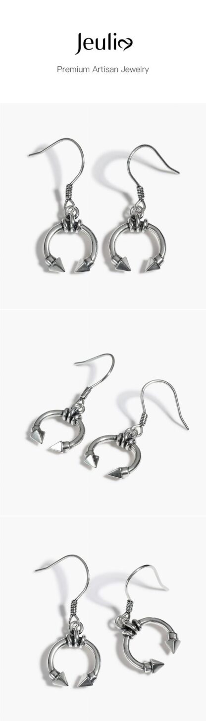 Jeulia "Pyramid Crescent" Sterling Silver Earrings