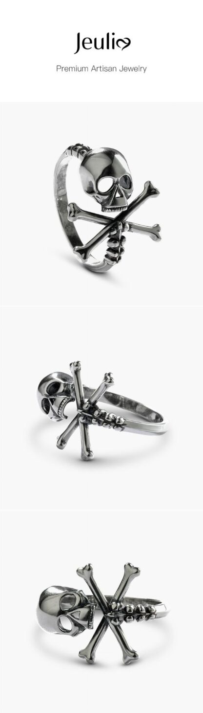 Jeulia "Jolly Roger" Skull Sterling Silver Ring