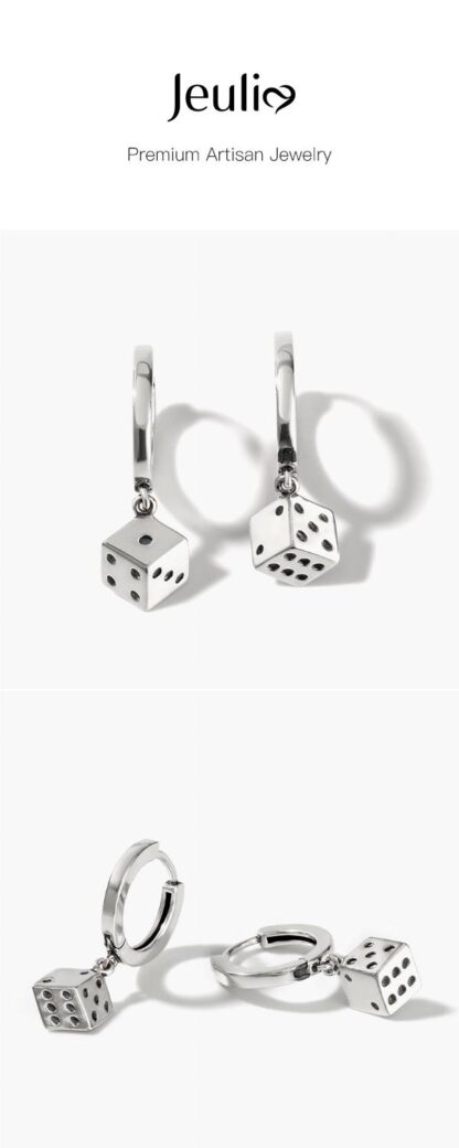 Jeulia "Roll Da Dice" Sterling Silver Earrings