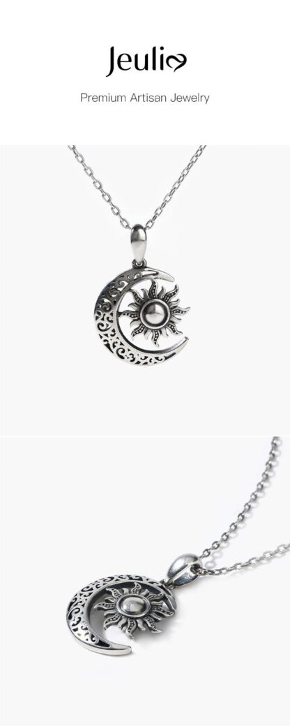 Jeulia "Moon & Sun" Celtic Sterling Silver Necklace