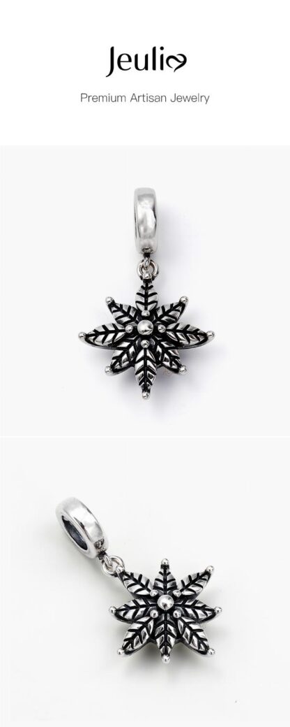 Jeulia Leaf Design Sterling Silver Charm