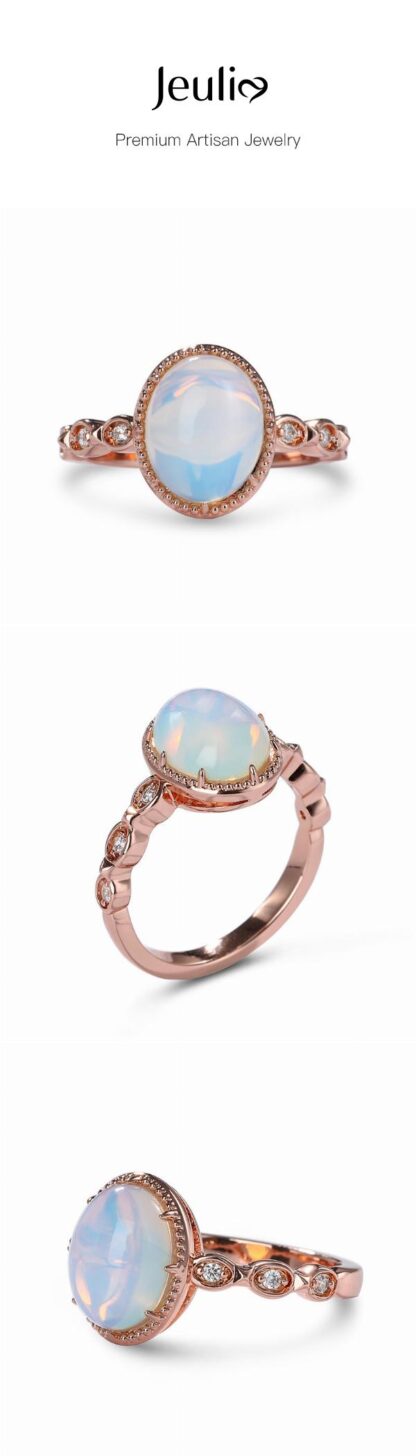 Jeulia "Enchanting Moon" Oval Cut Moonstone Sterling Silver Ring